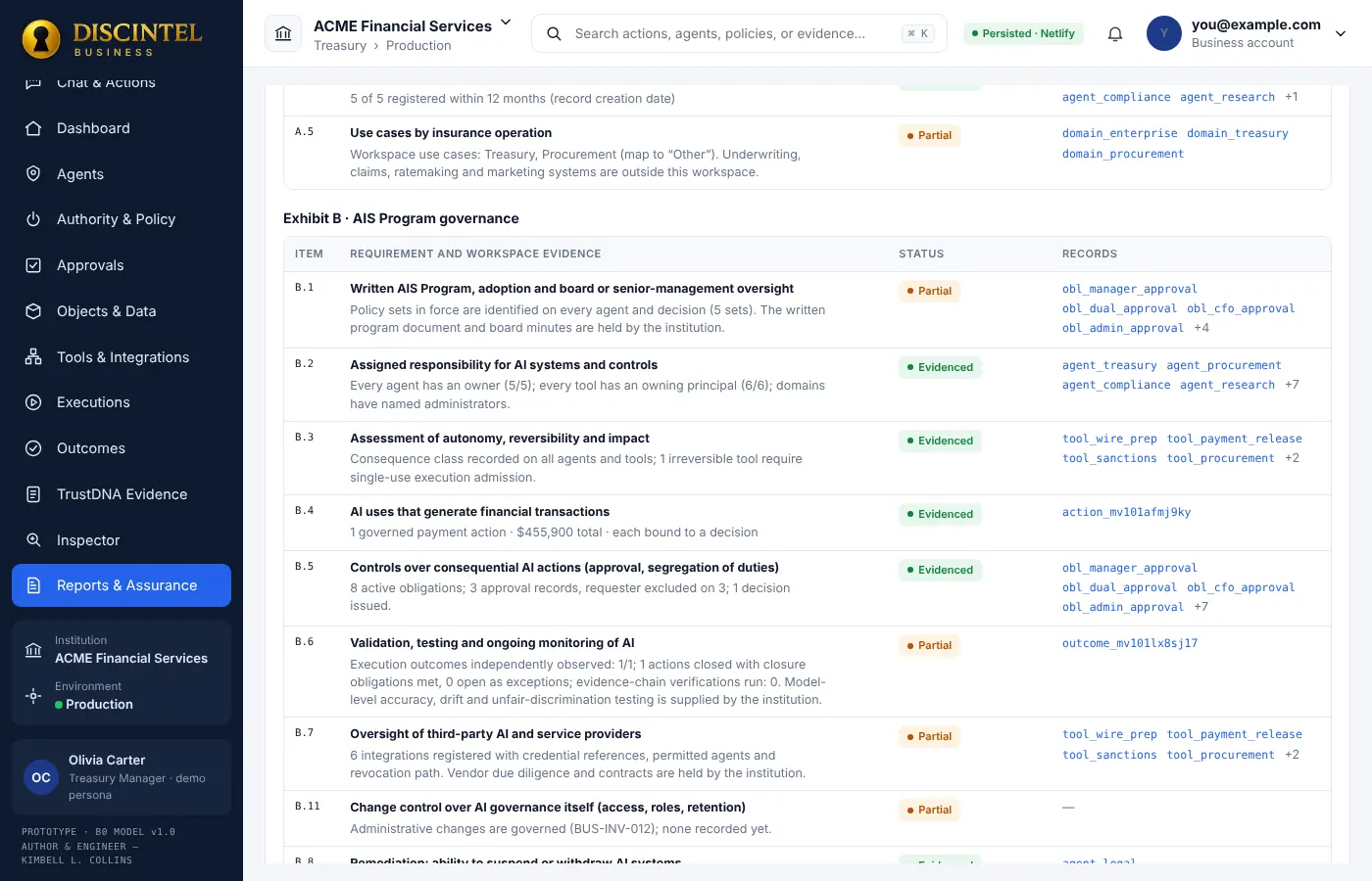 Reports and Assurance with NAIC item mapping